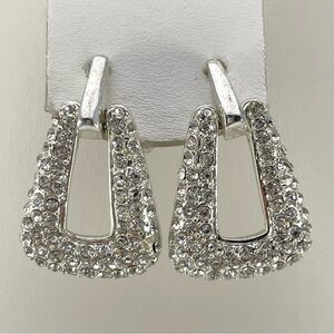 Vintage Liz palacios Silver Tone Rhinestone Door Knocker Earrings